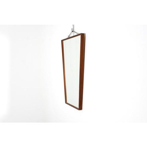 Mid-Century Italian Style Geometric Wall Mirror with Wooden Frame, 1960s For Sale - Image 4 of 13