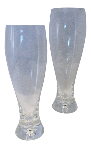 2 Hand Blown Crystal Jensen Krosno Lager Glasses Made in Poland
