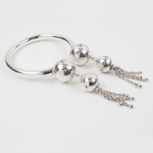 Emmanuelle Khanh Paris Silvered Star and Chain Bracelet For Sale - Image 4 of 7
