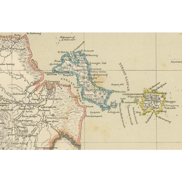 Late 19th Century Antique Map of Sumatra, Bangka Belitung and Riau in the Dutch East Indies, 1884 For Sale - Image 5 of 9