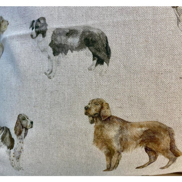2010s 20” Square Pillow Adorned With a Print Comprised of Various Dog Breeds - Made in U K For Sale - Image 5 of 12