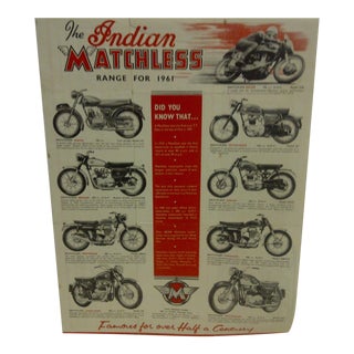 Vintage 1961 Indian Motorcycle Poster For Sale