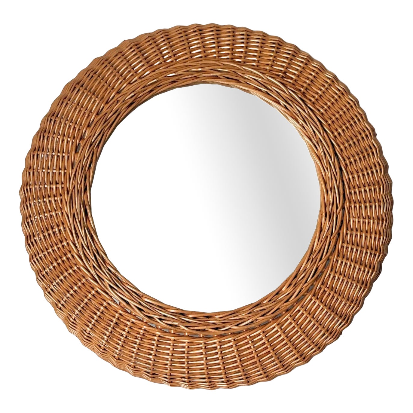 Wicker Wall Mirror in Circular Frame, France, 1960 | Chairish
