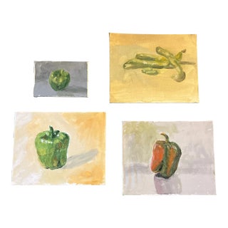 Contemporary 4 Original Impressionist Vegetables Still Life Paintings -Set of 4 For Sale