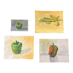 Contemporary 4 Original Impressionist Vegetables Still Life Paintings -Set of 4
