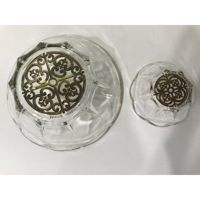 1950s Vintage Georges Briard 2-Tiered Scalloped Serving Bowls With 22k Gold Decoration For Sale - Image 5 of 11