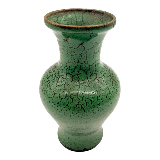 Magnificent Crackle Vase Design Work of Mid Century Art For Sale