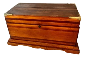 Large Wooden Hand Made Box with Brass Corners