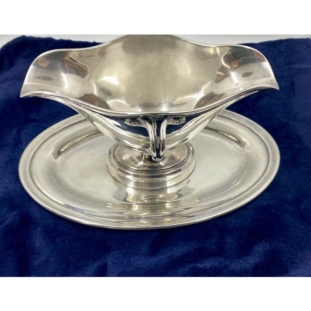 Christofle Vintage Christofle Silver Sauce Boat With Saucer Late 19th Century For Sale - Image 4 of 11