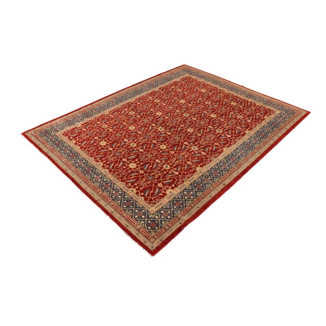 Transitional 1990s Classic Ziegler Red Blue Hand-Knotted Wool Rug - 10'5'' X 13'7'' For Sale - Image 3 of 8