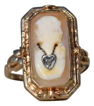 The Korblex: Ladies Antique Esemco Signed Cameo and Onyx Flip Ring