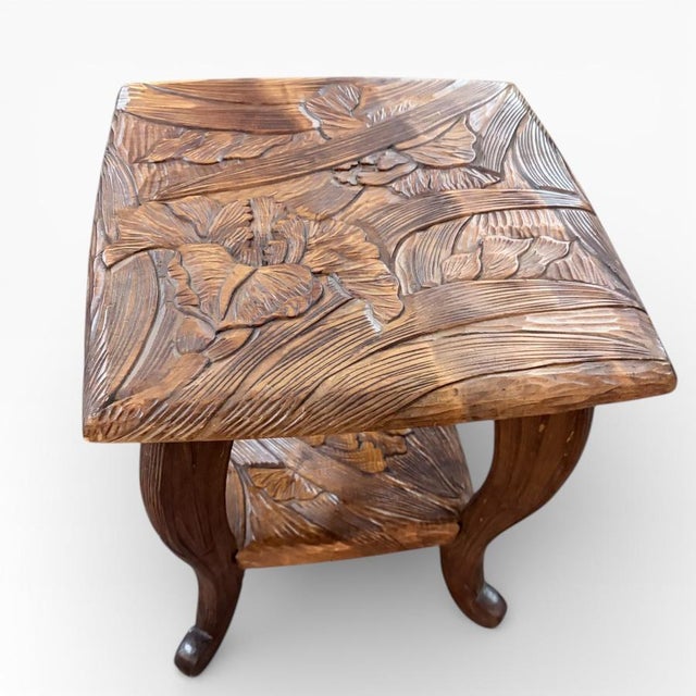 Antique Japanese Carved Fruitwood Side Table from Liberty of London, 1930s For Sale - Image 10 of 13