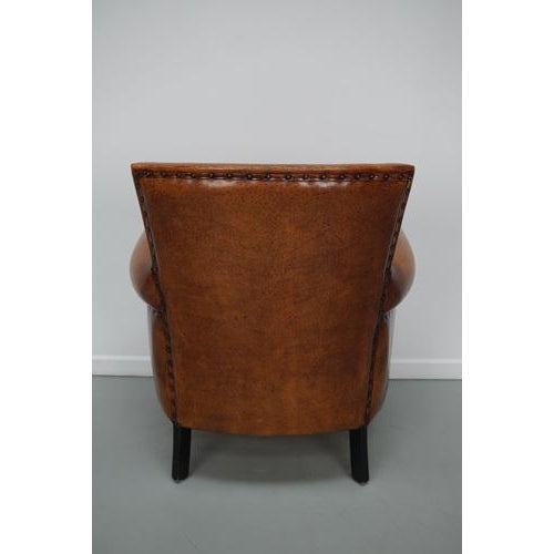 Animal Skin Vintage Dutch Cognac Club Chair in Leather For Sale - Image 7 of 18