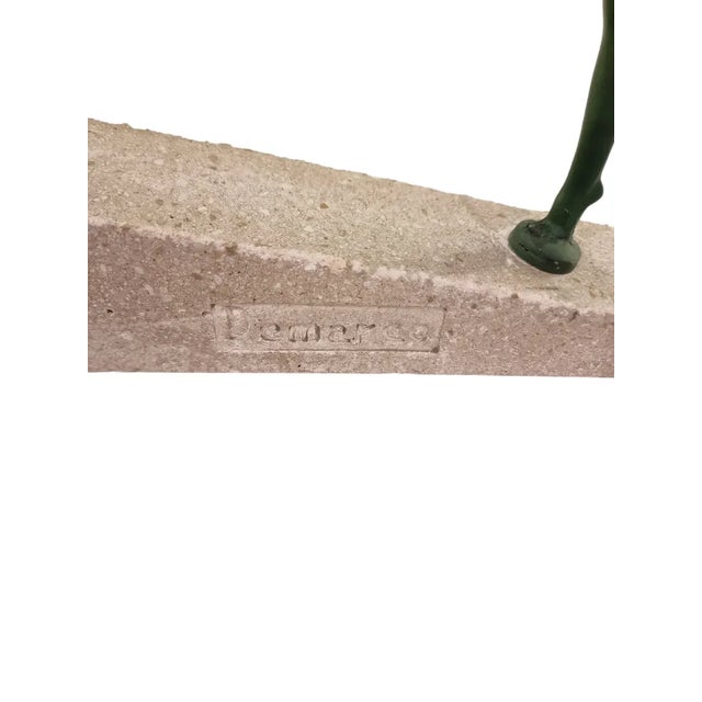 Green Marcel Bouraine / Demarco, Art Deco Hunting Atlanta or Diana Figure with Antelope, 1920s, Metal on Stone Base For Sale - Image 8 of 9
