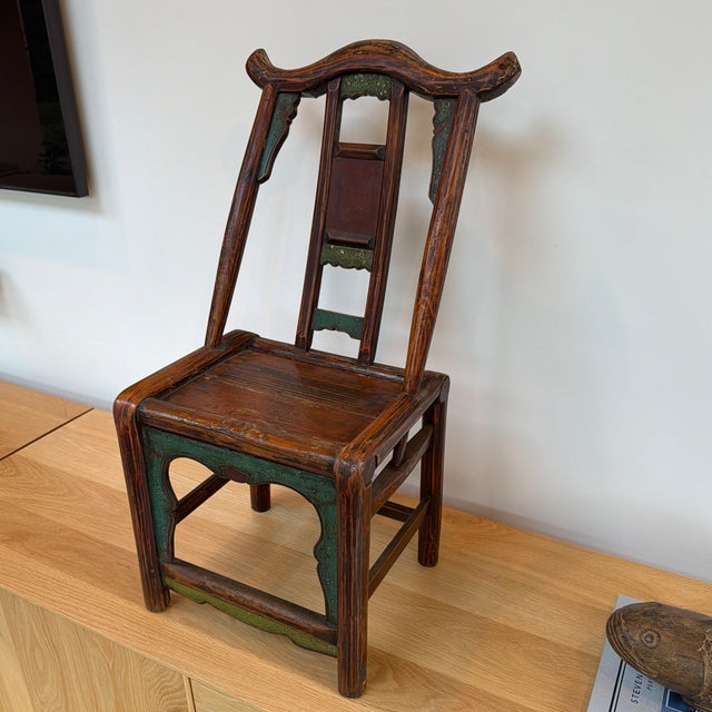 Wood Antique Chinese Child’s Chair With Painted Details For Sale - Image 7 of 12