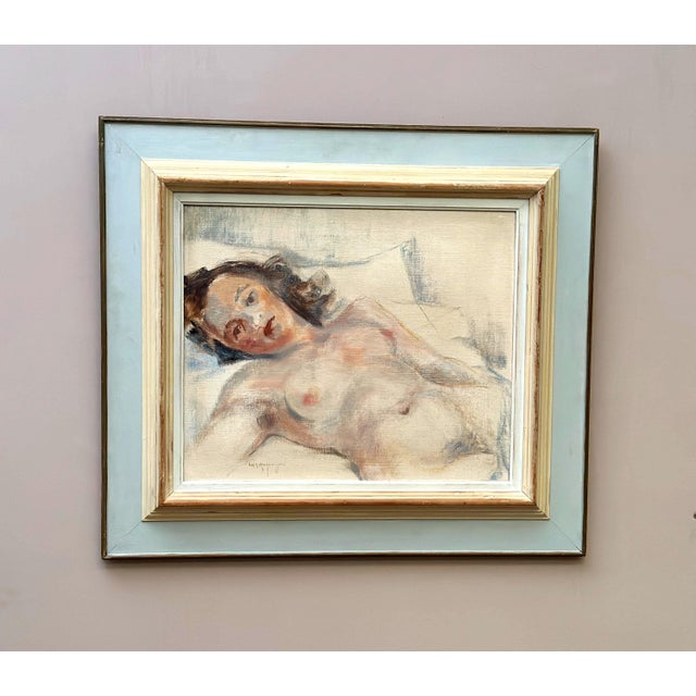 Erik Magnusson, Reclining Nude Woman, 1960s, Oil on Canvas, Framed For Sale - Image 12 of 17