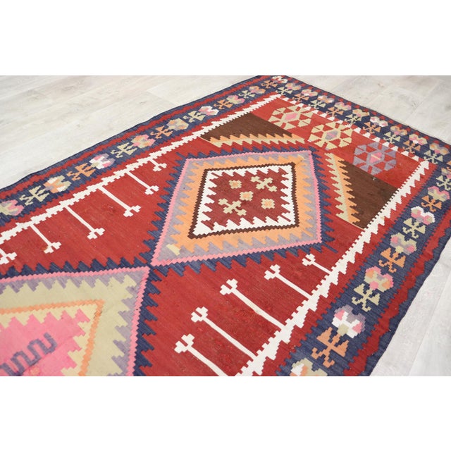 Textile Vintage Caucasian Kilim Rug, 1920s For Sale - Image 7 of 18