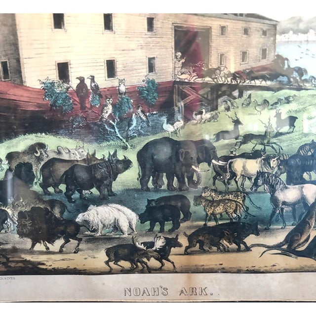Mid 19th Century Antique 19th Century Currier and Ives Lithograph, Noah's Ark - Signed For Sale - Image 5 of 10