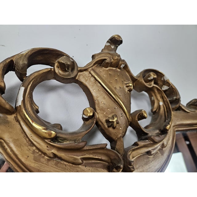 Tan Large Vintage Mirror in Gold-Lacquered Wood, 1960 For Sale - Image 8 of 15