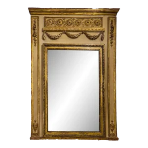Neo-Classical Carved Trumeau Over Mantle Mirror