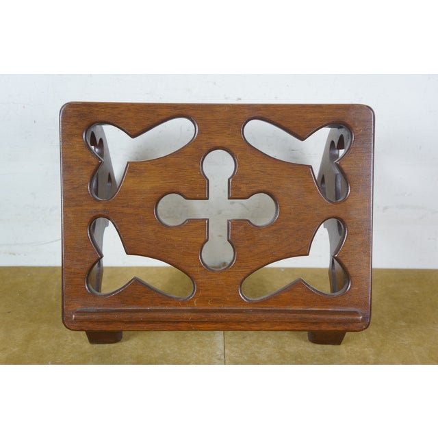 Mid 20th Century Mid 20th Century Gothic Mahogany Pommy Cross Bible Book Music Stand Lectern Podium 14" For Sale - Image 5 of 13
