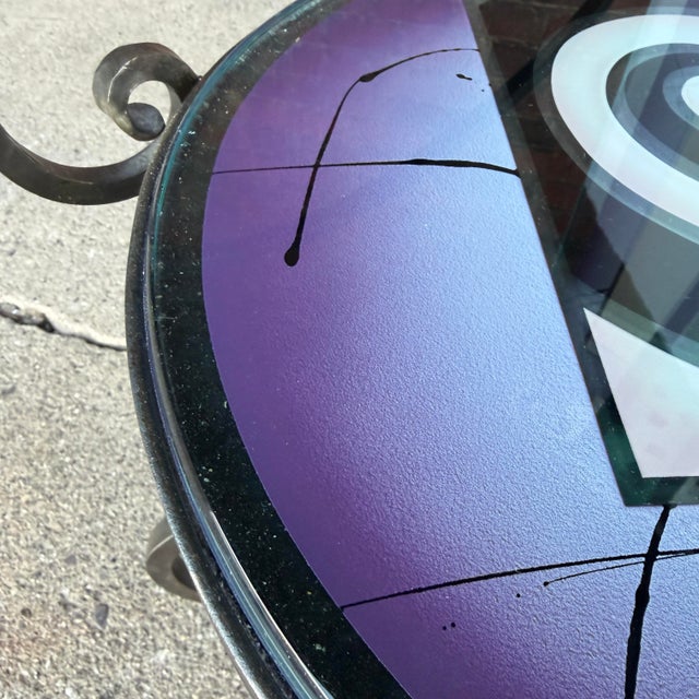 Purple Joan Irving Postmodern Art Glass and Wrought Iron Chair For Sale - Image 8 of 11