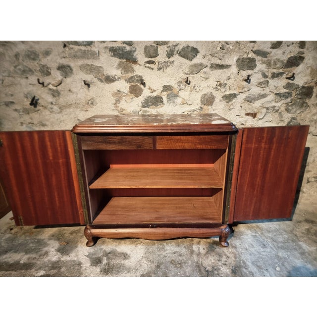 Art Deco French Walnut and Mahogany Sideboard with Marble Top, 1920s For Sale - Image 6 of 18