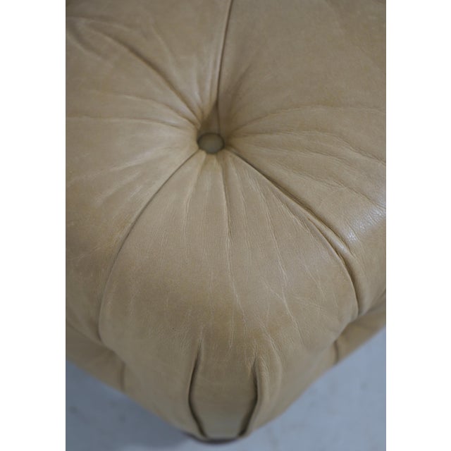 1990s Chesterfield Style Tufted Leather Ottoman Stool For Sale - Image 5 of 13