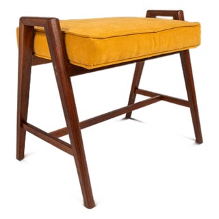 Original Piano Bench in Walnut & Velour for the Baldwin Acrosonic Spinet Piano by Manual Arts, Usa, C. 1960s For Sale