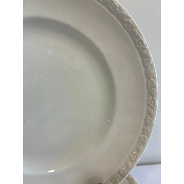 English Vintage Wedgwood Embossed White English Dinner Plates, Set of 12 For Sale - Image 3 of 13