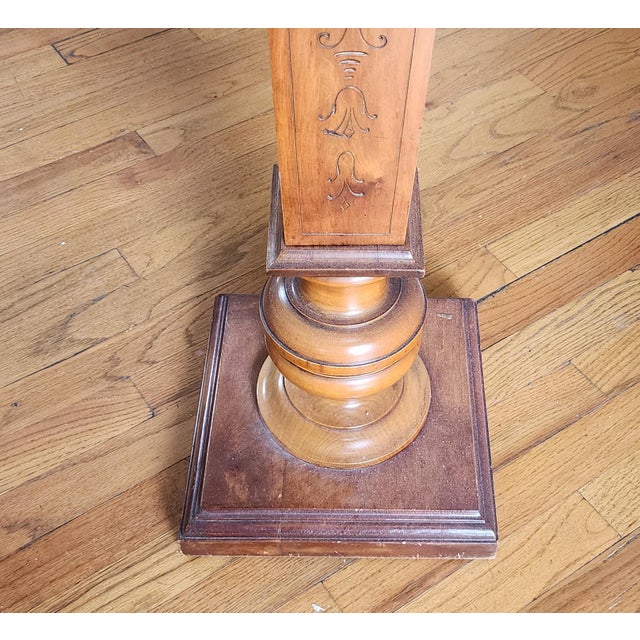 Brown Vintage Neoclassical Revival Style Wooden Display Pedestal Stand For Sale - Image 8 of 9