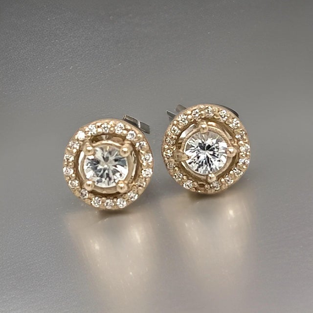 Natural Sapphire Diamond Stud Earrings 14k W Gold 0.83 TCW Certified For Sale In New York - Image 6 of 13