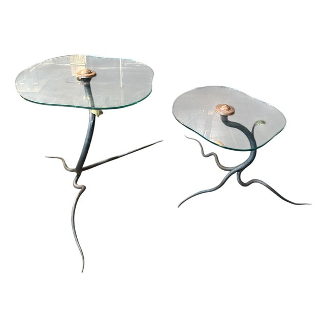 Dutch Organic Studio Design Wrought Iron Side Tables, 1990, Set of 2 For Sale