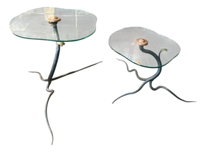 Dutch Organic Studio Design Wrought Iron Side Tables, 1990, Set of 2