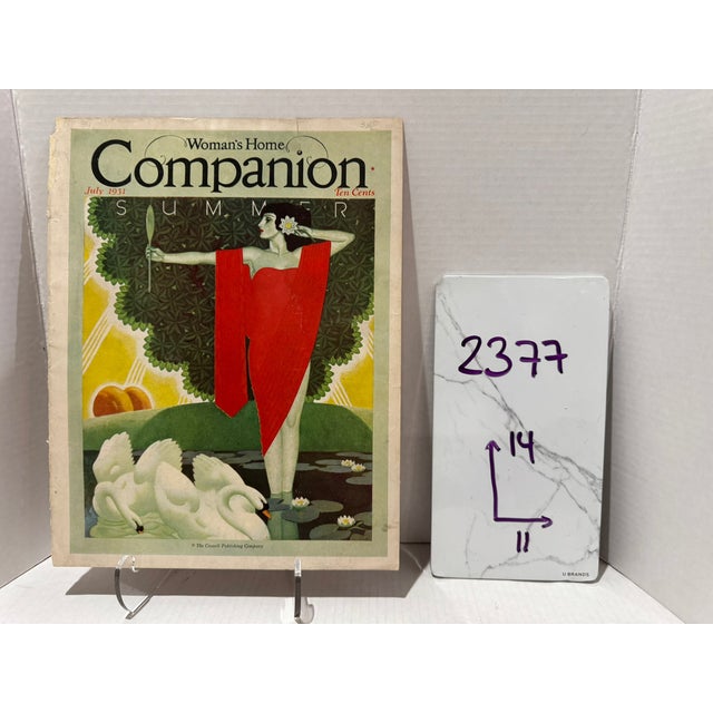Forest Green 1931 Original Woman's Home Companion Magazine Cover, July, William P. Welsh, Art Deco For Sale - Image 8 of 8