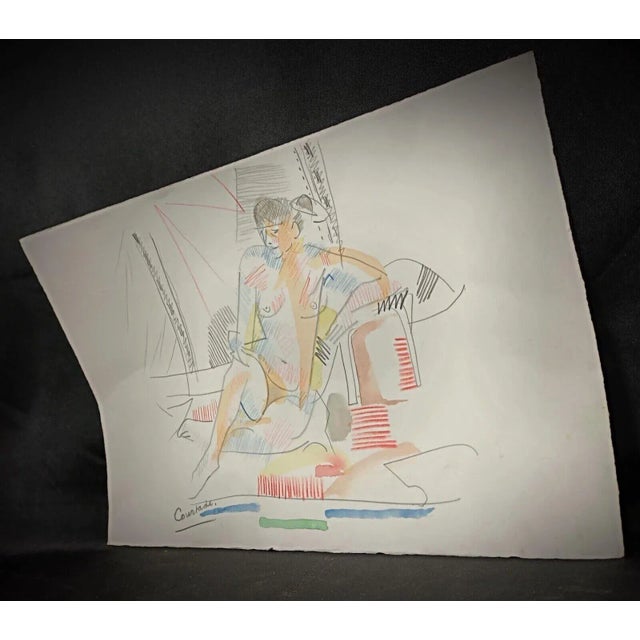 Mid 20th Century Vintage Watercolor Drawing by Jacques Courtade, "Nude Woman" For Sale - Image 5 of 7