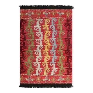 Rug & Kilim’s Tribal Rug in Red With Primitivist Geometric Patterns For Sale