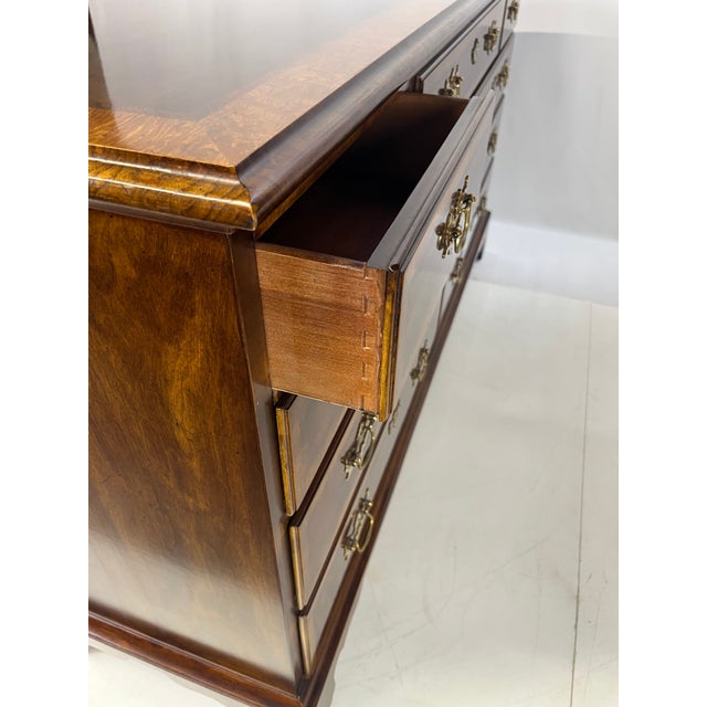 Late 20th Century Henredon Aston Court Collection Walnut, Myrtle & Ash Burl Double Dresser - Surrey Finish For Sale - Image 11 of 15