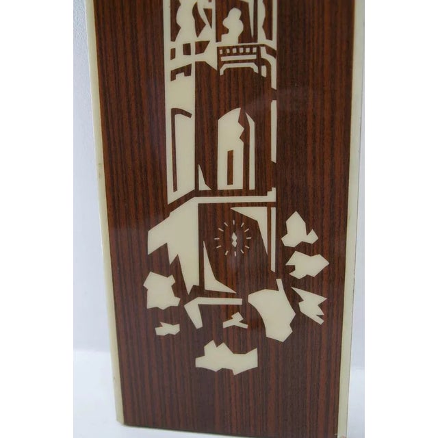 Brown Veneer Image of Church Tower, 1960s For Sale - Image 8 of 13