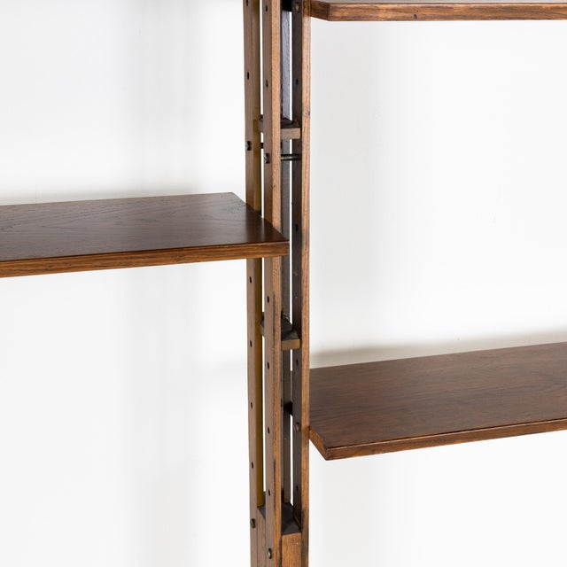 Vintage Italian Floor-to-Ceiling Oak Bookcase, 1960s For Sale - Image 3 of 15