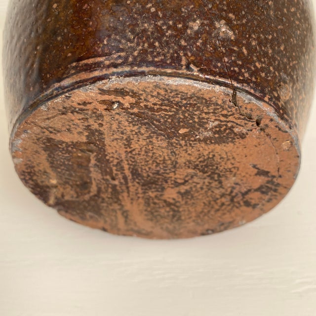 Antique Earthenware Milk Pitcher in Mottled Brown With Drip Glaze For Sale - Image 12 of 12