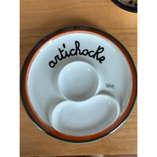 Pair, wonderfully graphic vintage Italian ceramic serving platters by Baldelli, circa 1970s. Designed specifically for...
