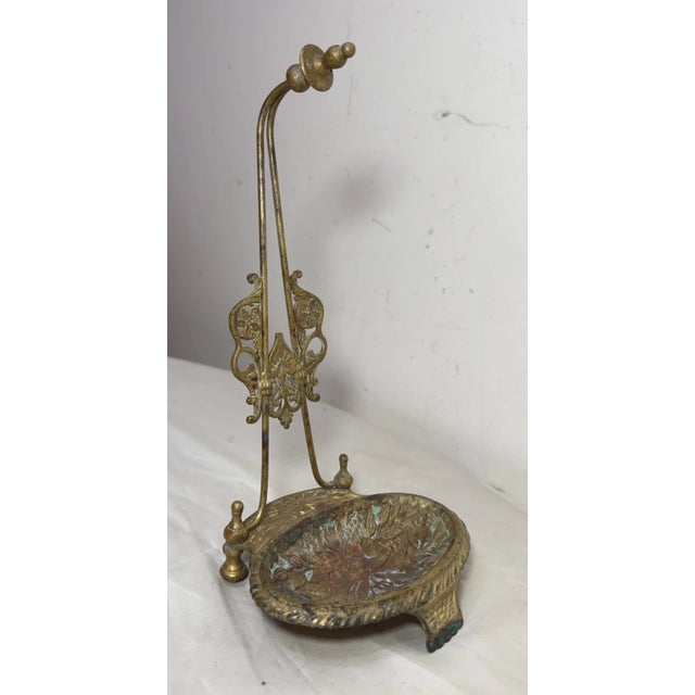 Antique Ornate Gilt Bronze Aesthetic Eastlake Pocket Watch Stand Holder Dish For Sale - Image 4 of 9