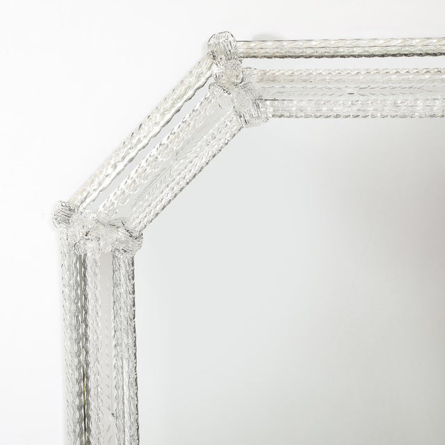 Glass Mid-Century Venetian Braided Glass Rods & Reversed Etched Octagonal Mirror For Sale - Image 7 of 12