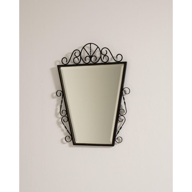 Black Wrought Iron Wall Mirror, Antique, France, Circa 1970 For Sale - Image 8 of 8
