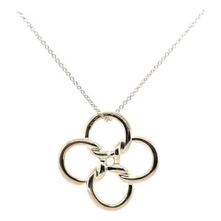 Tiffany & Co. Sterling Silver Elsa Peretti Quadrifoglio Pendant Necklace 7g For Sale