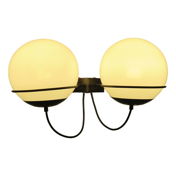 Italian Metal and Glass Wall Lamp from Candle, 1960s For Sale