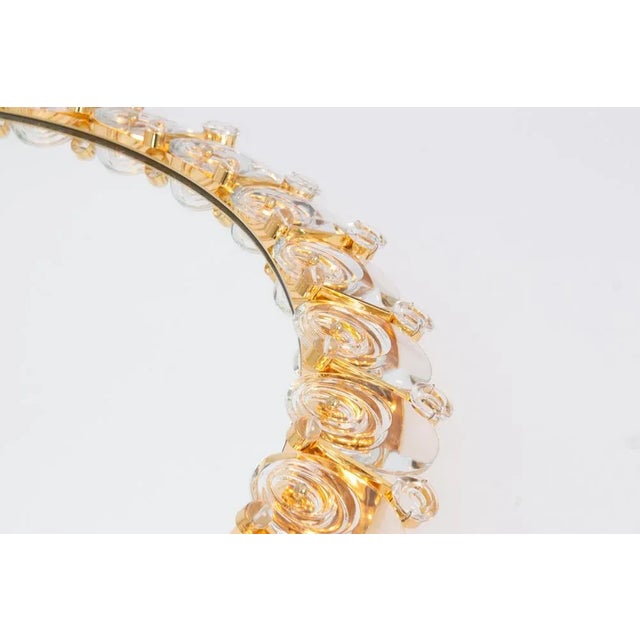 Spectacular Large Backlit Mirror in Gilded Brass and Crystal Glass attributed to Palwa, Germany, 1970s For Sale - Image 6 of 8