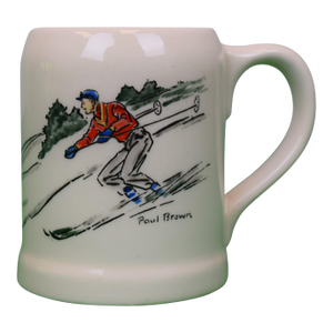 Mid 20th Century Paul Brown X Brooks Brothers Ceramic Mug With Alpine Skier Scene