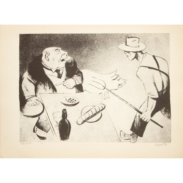 1939 After William Gropper "Relief", First Edition Period Offset Lithograph For Sale
